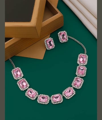 SHANKHRAJ MA LL Pink Metal Necklace Set ( Pack of 1 )