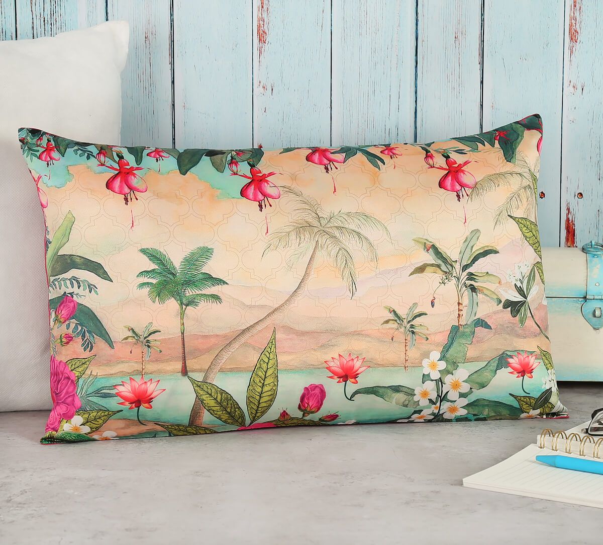 India Circus Oriental Jibe - Blended Taf Silk Cushion Cover - 12 X 20 Inch