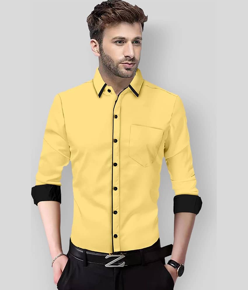 P&V - Beige Cotton Blend Slim Fit Men's Casual Shirt (Pack of 1)