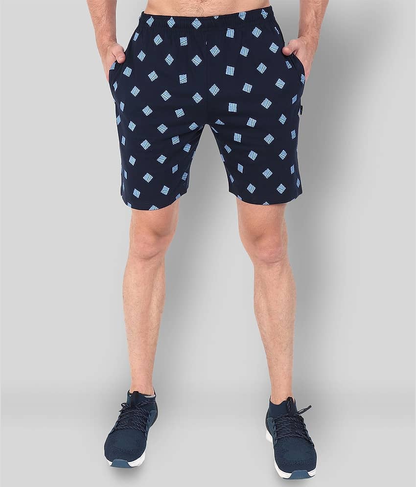 Zeffit - Navy Cotton Blend Men's Shorts ( Pack of 1 )