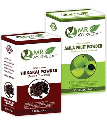 MR Ayurveda 100% Herbal Shikakai Powder and Amla Powder Hair Scalp Treatment 200 g Pack of 2