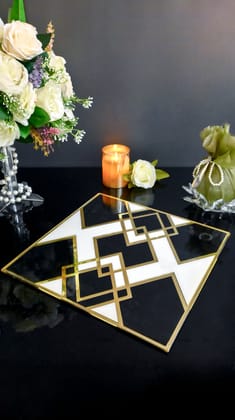 Black & White Gold Rhombus: Placemat