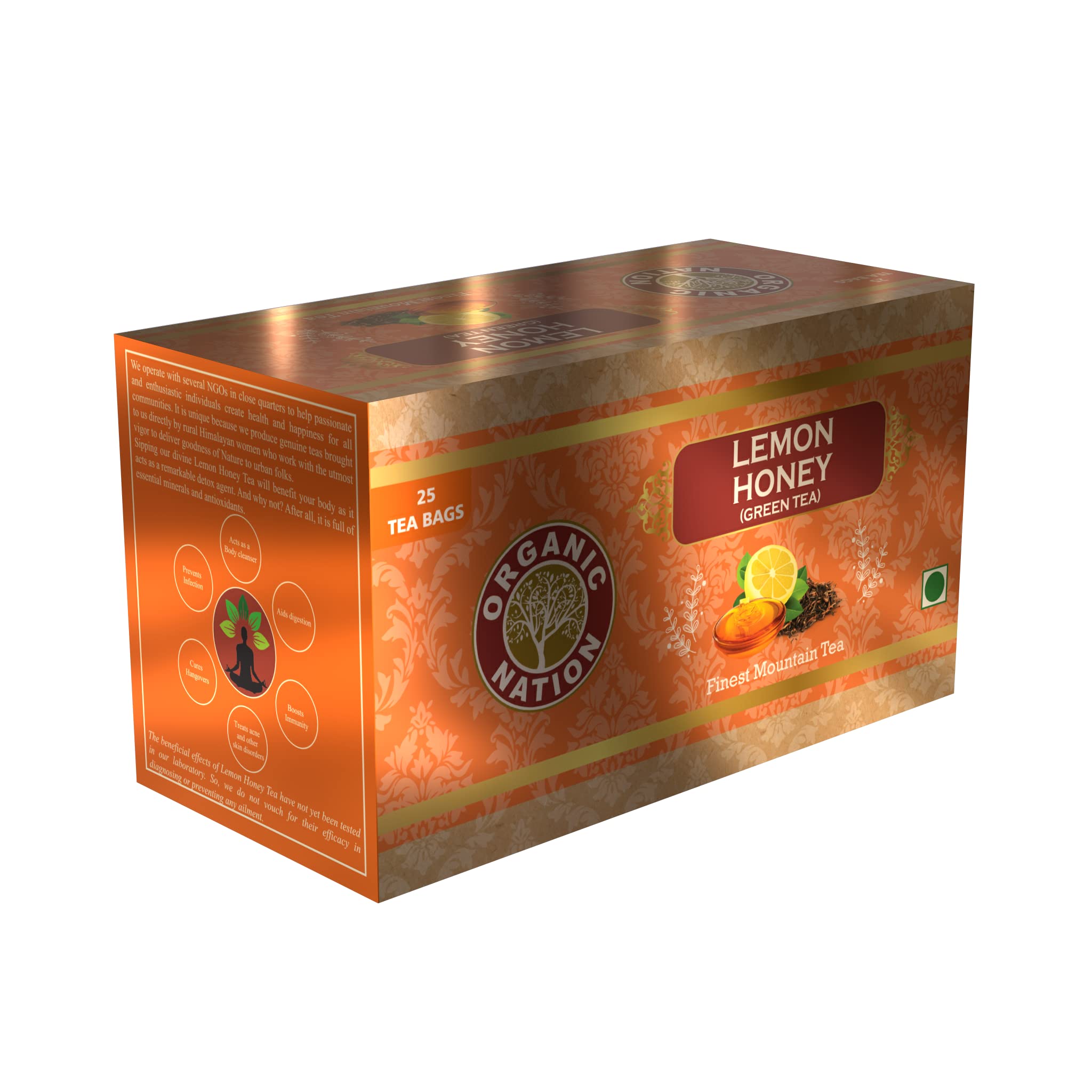 ORGANIC NATION Lemon Honey Tea | Premium Single Estate Teas | Fresh and Pure, Natural Immunity Booster Crafted For Tea/Chai Lovers| Healthy Superfood