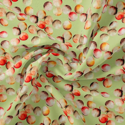 Pista Green Polka Dot Printed Pure Georgette Fabric Material