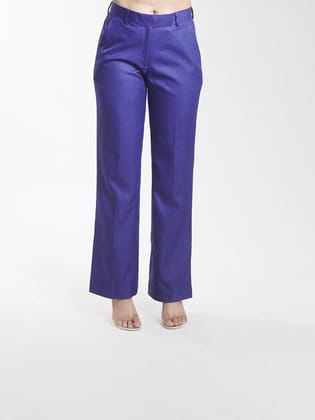 Regular Fit Mid Waist Trouser - Royal Blue-M