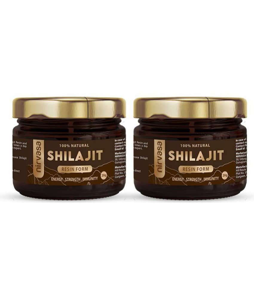 Nirvasa Shilajit Resin, Performance, Vigour and Vitality for men, enriched with Pure Shilajit, Vegan, Ayurvedic Classical Product (2 X 20g)