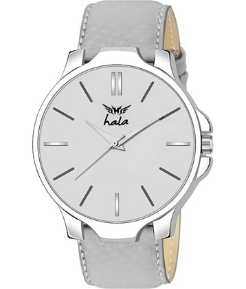 Hala Light Grey Leather Analog Men's Watch