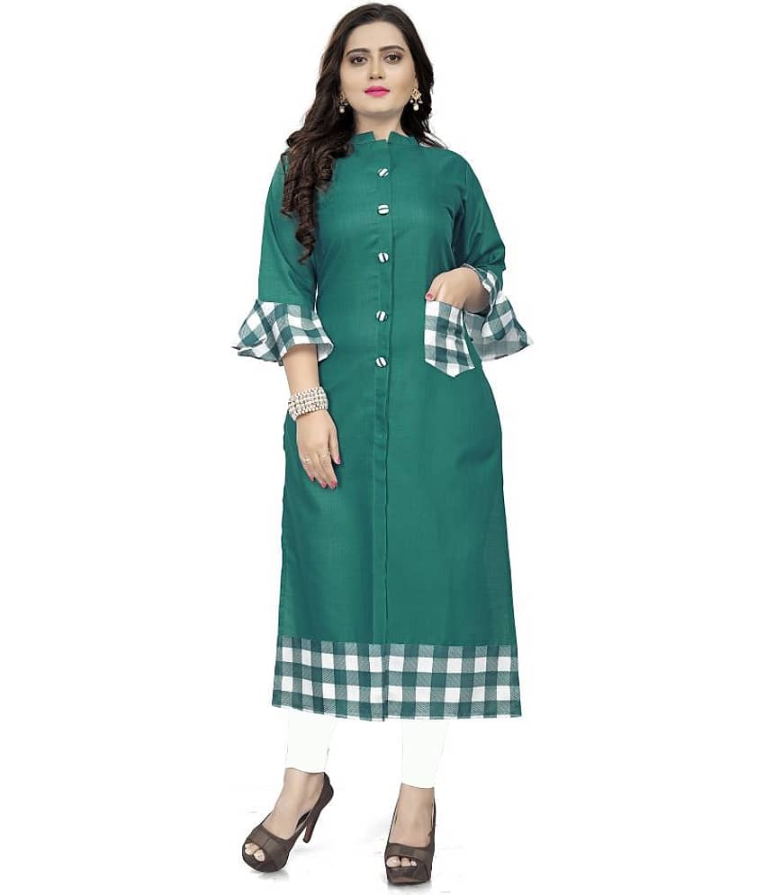 Lerkiza - Green Cotton Women's Straight Kurti ( Pack of 1 )