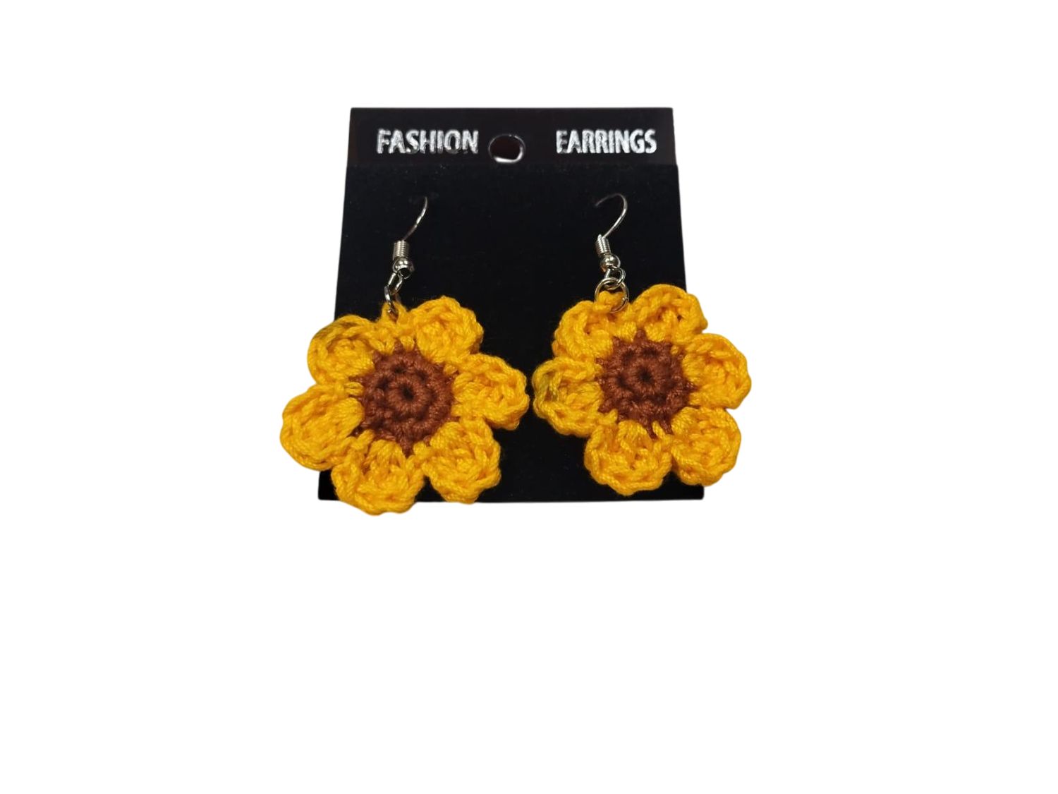 Handmade Crochet Sunflower Earrings - Boho Flower Jewelry