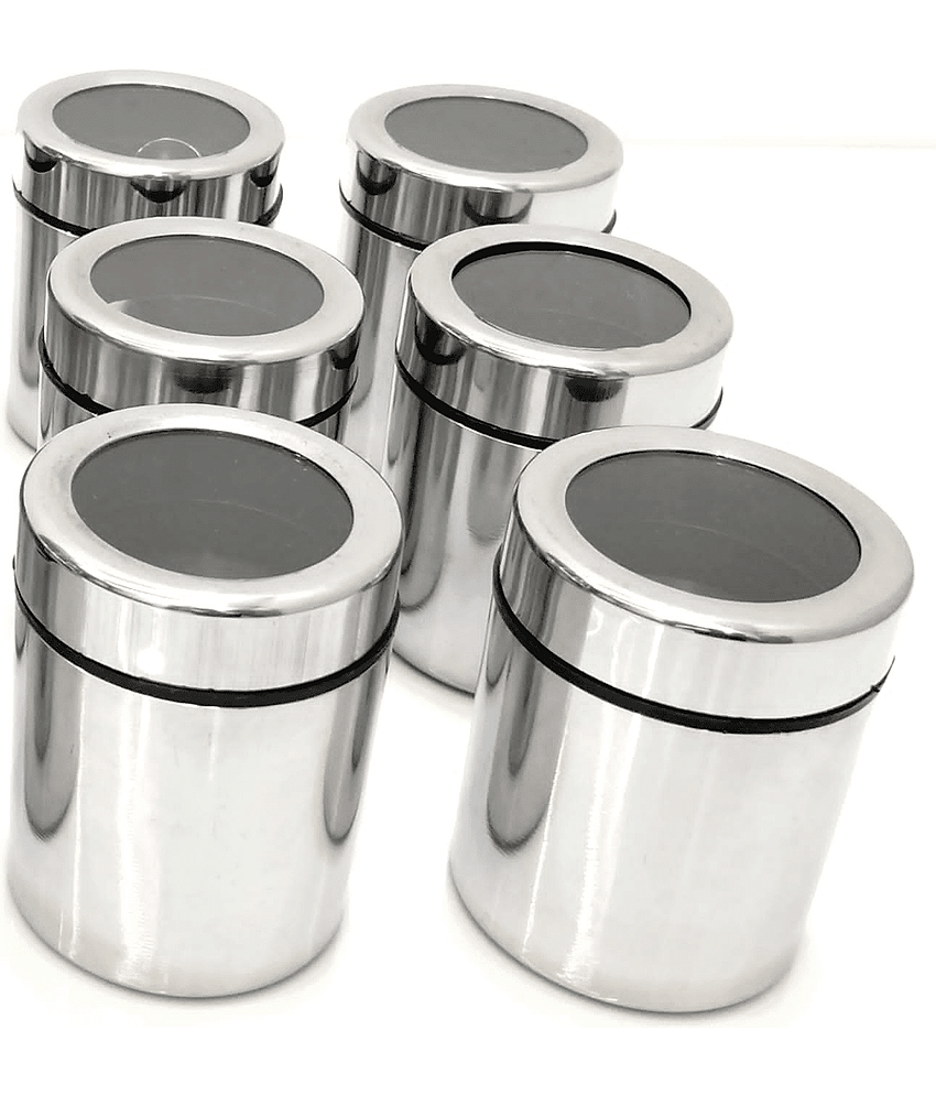 Visaxmi Masala Dabba Steel Silver Spice Container ( Set of 6 )