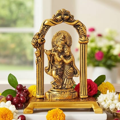 Aluminium Radha Krishna Frame ? Decorative Wall Showpiece, Height : 6.5 Inch (ASMAS303 G)