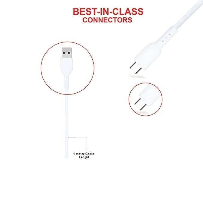 Champion Data Cable Micro PVC 2.4Amp 1Mtr (White)