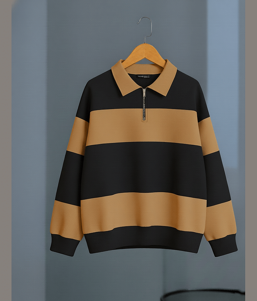 Try This Cotton Blend Polo Collar Men's Sweatshirt - Brown ( Pack of 1 )