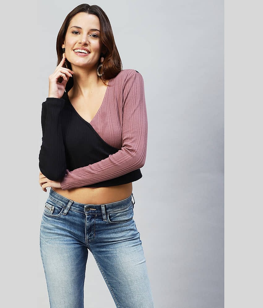 Rigo Women's Cotton Crop Top ( Purple )