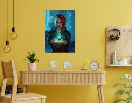 "CYBERPUNK GAMING: JUDY ALVAREZ"- Shiny & Sturdy Metallic Poster  Art That Pops & Sticks (Literally!)-A3