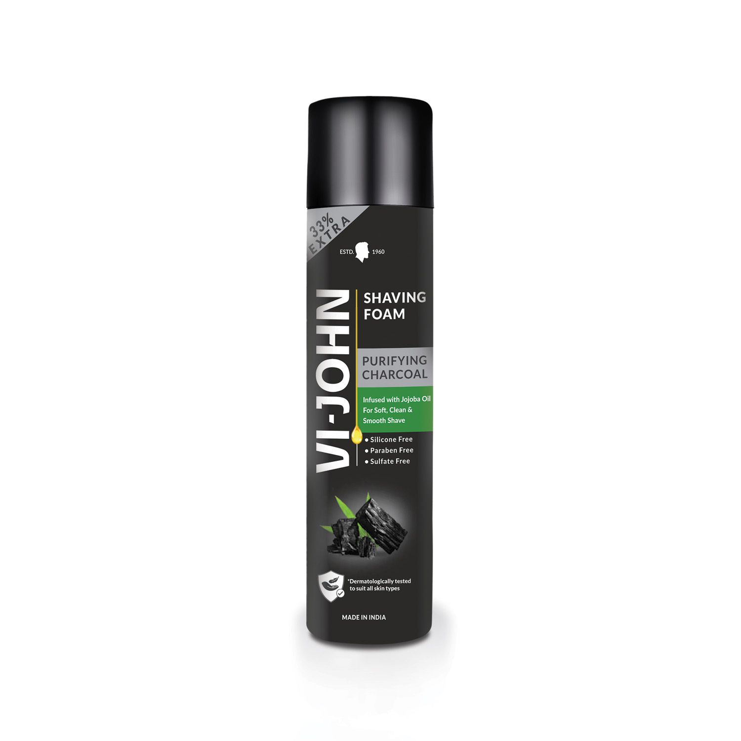 VI-JOHN Charcoal Shaving Foam Infused with Jojoba Oil 300g