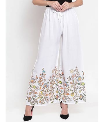 OMAYA - Mustard Rayon Flared Women's Palazzos ( Pack of 1 )