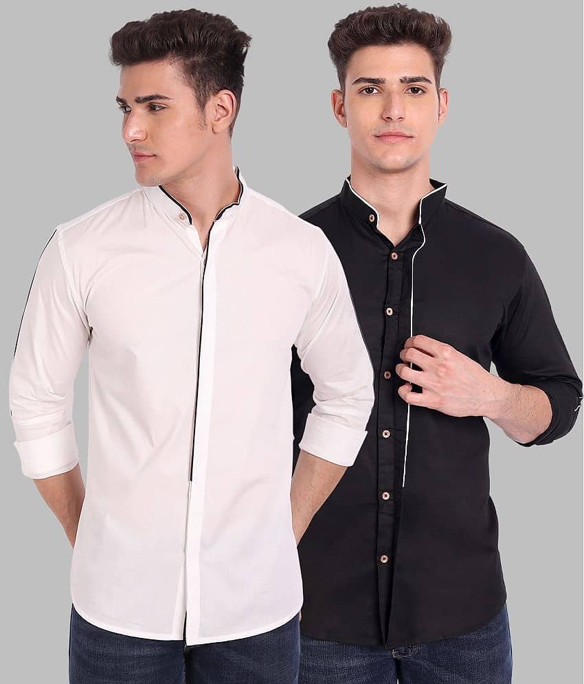 Vida Loca - Black Cotton Blend Slim Fit Men's Casual Shirt ( Pack of 2 )