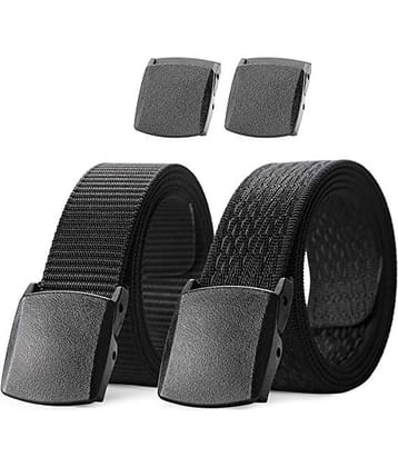 Edifier - Black Fabric Men's Casual Belt ( Pack of 2 )
