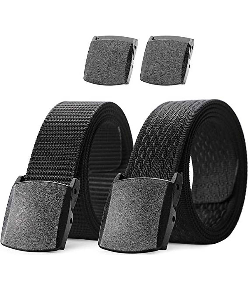 Edifier - Black Fabric Men's Casual Belt ( Pack of 2 )