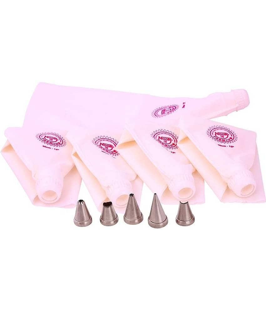Noor Cake Decoration Icing Bag (30 Cm) With Nozzles - Set Of 10 Pcs