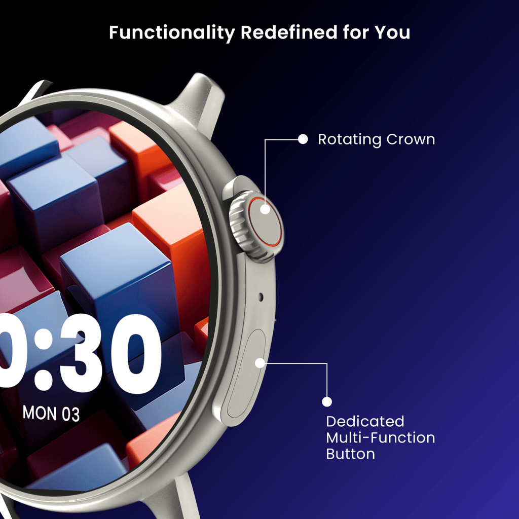 CELLECOR M7 PRO RAY 1.43" AMOLED Display | 700 NITS | AOD | BT-Calling | AI Voice | Split Screen | IP67 | Rotating Crown | SmartWatch (Black)