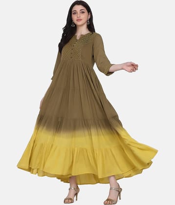 Aarrah Yellow Cotton Ethnic Gown