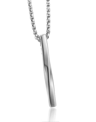 Twisted Tag Pendant (Silver)-With Box Chain / Silver