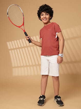 Invincible Kids Scoop Neck T-Shirt-Apricot/White / 8-10 YRS