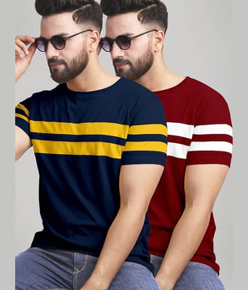 AUSK Pack of 2 Cotton Blend Regular Fit Men's T-Shirt ( Maroon )