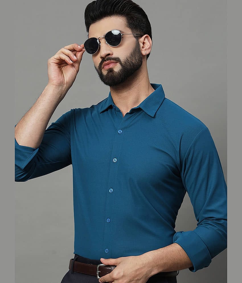 renuovo Polyester Regular Fit Solids Full Sleeves Men's Casual Shirt - Olive ( Pack of 1 )