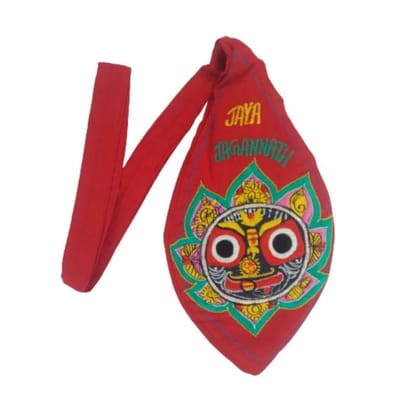 MAYAPURI Jay Jagannath Traditional Embroidery Japa Mala Bag/Japa Bag/Cotton Bead Bag/Chanting Bag with Zip Pocket (Pack of 1)