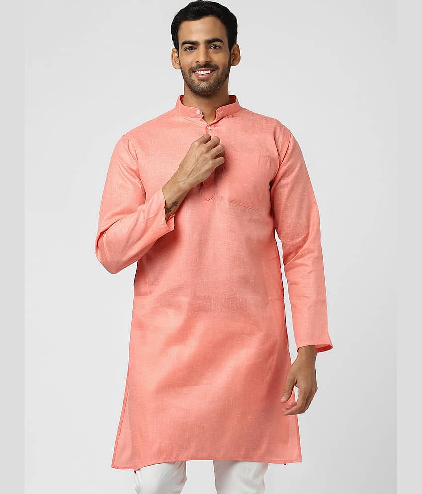 DESHBANDHU DBK - Orange Linen Men's Regular Kurta ( Pack of 1 )