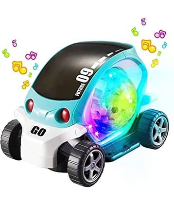 Battery Operated Stunt Car Toy with Music & 4D Vibrant Light Effects | 360° Rotating Bump & Go Action Car Toy For kids: 3xAA Battery (Not Included)