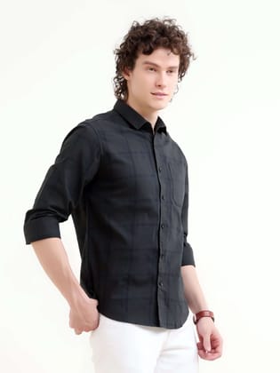 Charcoal Grey Checks Shirt-XL / Gray