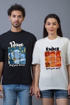 Wave & Ember Oversized Couple Tees - Pack of 2