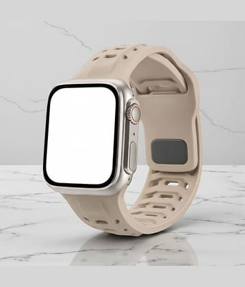 Lorenz Soft Silicone Waterproof Smartwatch Strap for watch| Replacement Sports Band (Compatible with 42/44/45/49mm)– Cream