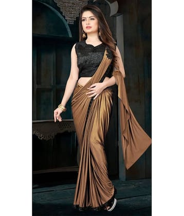Shivadit ethnic Lycra Embroidered Saree With Unstitched Blouse Piece ( Brown )