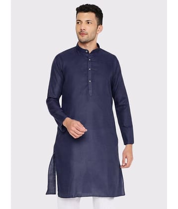 Maharaja - Navy Blue Cotton Blend Men's Regular Kurta ( Pack of 1 )