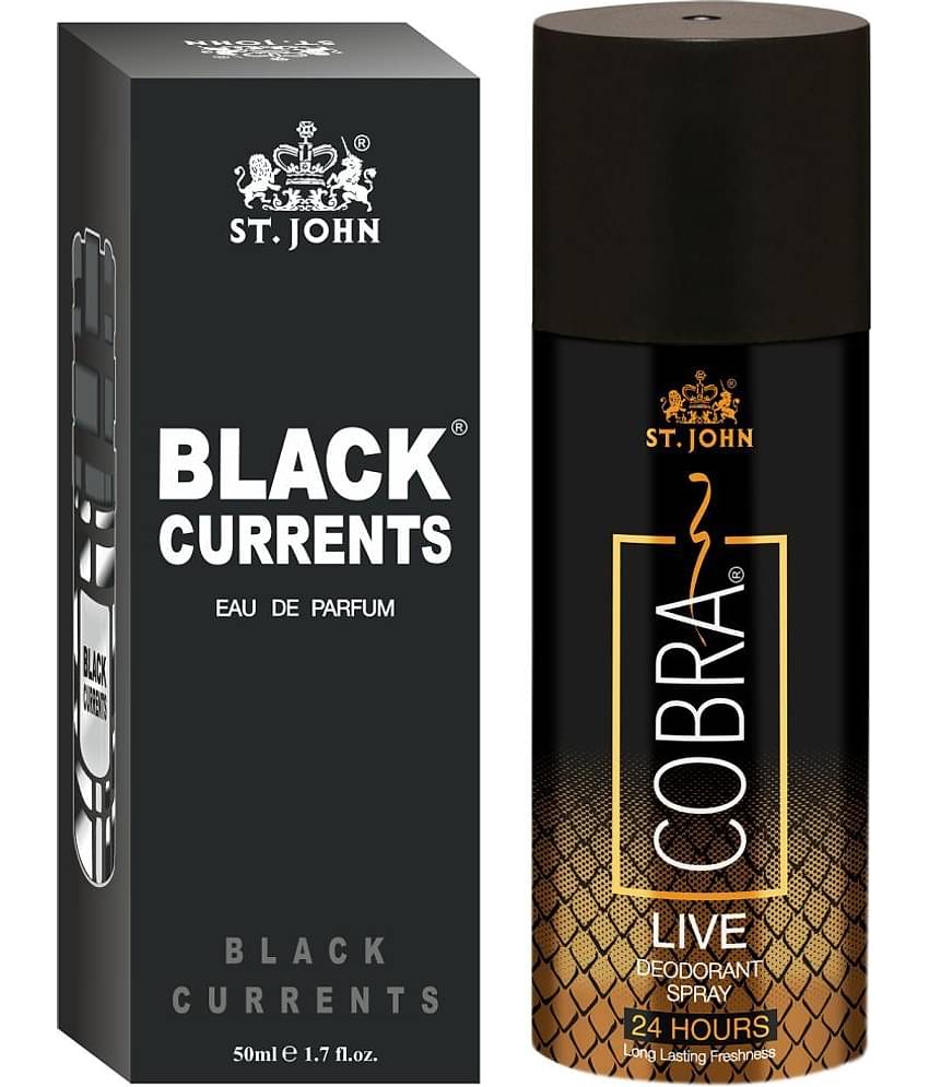 St. John - Cobra Live 150ml & Black Current 50ml Deodorant Spray & Perfume for Men,Women 200 ml ( Pack of 2 )