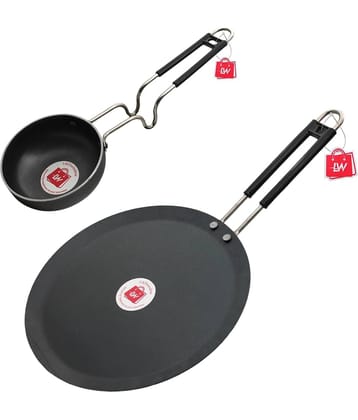 LAZYWINDOW Tawa & Tadka Pan Black Iron No Coating Cookware Sets ( Set of 1 )
