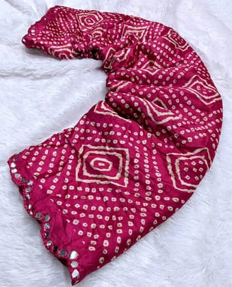 Bandhani print in moss silk