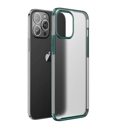Rugged Frosted Semi Transparent PC Shock Proof Slim Back Cover for Apple iPhone 13 Pro Max, 6.7 inch, Green