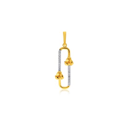 Senco Gold Finest Glossy Duo Diamond Pendant (1.7 gram / 0.15 Ct / HI-SI / 18K Yellow Gold)