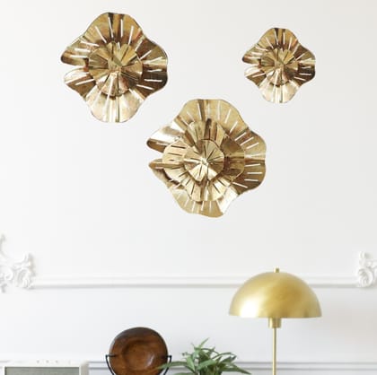 Cocovey Brass Gold Floral Metal Wall Art Pack of 1