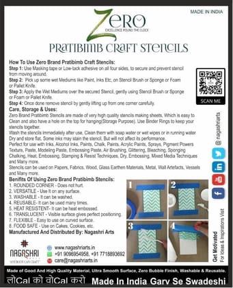 Brand Zero Pratibimb Craft Stencil - Select Your Preferred Size - Code: BZPCS-1018