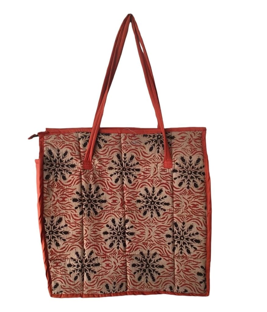 Handmade kalankari and Fair Trade Tote Bag with a Unique Block Print Design, Perfect for Carrying Your Essentials in Style