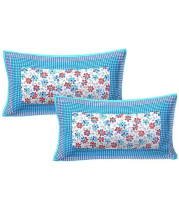 AJ Home Pack of 2 Cotton Blue Pillow Cover (17 X 27 Inch)