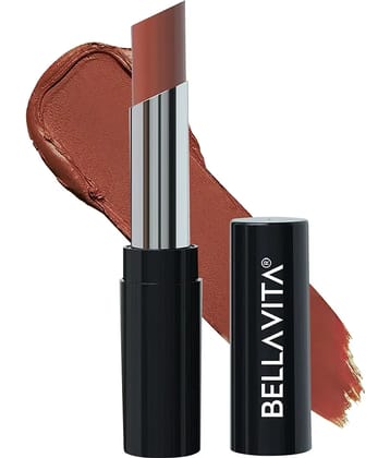 BellaVita Comfort Matte Priming Lipstick Intense Colour Creamy Matte Finish Smooth Glide Advance Color Locking Talc Free Caramel Kiss 3.5 gm