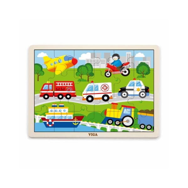 Wooden 4 in one Puzzles Vehicles